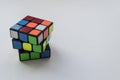 Rubik`s cube on white background. Close up photo Royalty Free Stock Photo