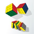 Rubiks Cube on the white background. Rubiks Cube is a 3D combination puzzle invented by Hungarian Erno Rubik. Vector Royalty Free Stock Photo