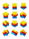 Rubiks cube. Various positions of isometric rubiks cube Royalty Free Stock Photo