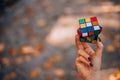 The Rubiks Cube was popular in the 90s. Childhood without the Internet. Rebus, puzzle. Concept of creative ideas. Italia