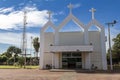 Facade of the Church of Santa Terezinha, in the municipality of Rubineia, Sao Paulo Royalty Free Stock Photo