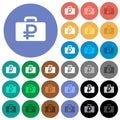 Ruble bag round flat multi colored icons Royalty Free Stock Photo
