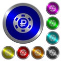 Ruble casino chip luminous coin-like round color buttons