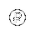 Ruble coin line icon, finance and business
