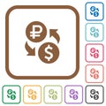 Ruble Dollar money exchange simple icons