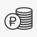 Ruble icon. Pile of coins Russian currency symbol Royalty Free Stock Photo