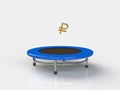 Ruble Jumping on a trampoline on a white background