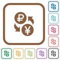 Ruble Yen money exchange simple icons