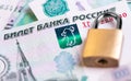 Rubles russian money with padlock