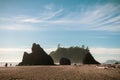 Ruby Beach sea stacks on a sunny day of late spring. Olympic National Park or Peninsula, Washington state, USA Royalty Free Stock Photo