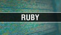 RUBY with Binary code digital technology background. Abstract background with program code and RUBY. Programming and coding Royalty Free Stock Photo