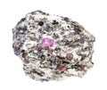 ruby and corundum crystals in rough gneiss rock Royalty Free Stock Photo