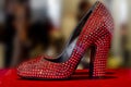 Ruby covered high heels red woman shoe Royalty Free Stock Photo