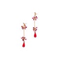 Ruby earring isolated on white background Royalty Free Stock Photo