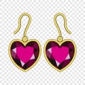 Ruby earrings mockup, realistic style