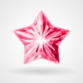 Vector Ruby Five Pointed Star in Triangular Design Royalty Free Stock Photo