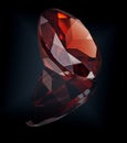 Ruby gem stone on black background