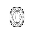 Ruby gem stone. Vintage black vector engraving illustration