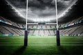 Ruby goal post at rugby stadium Royalty Free Stock Photo