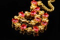 Ruby gold bracelet isolated