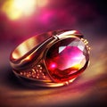 Ruby gold ring illustration. Generative AI.