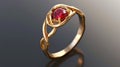 A ruby gold ring, a symphony of elegance and opulence, graced with the rich glow of precious metal and vibrant gem, Ai Generated