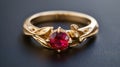 A ruby gold ring, a symphony of elegance and opulence, graced with the rich glow of precious metal and vibrant gem, Ai Generated Royalty Free Stock Photo