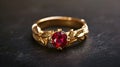 A ruby gold ring, a symphony of elegance and opulence, graced with the rich glow of precious metal and vibrant gem, Ai Generated Royalty Free Stock Photo