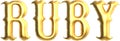 Ruby golden text , 3d rendering Royalty Free Stock Photo