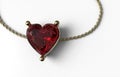 Ruby heart shape in gold and gold chain Royalty Free Stock Photo