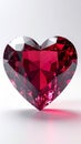 Ruby Heart Shaped Gemstone on Clean White Surface Showing Facets Royalty Free Stock Photo