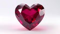 Ruby Heart Shaped Gemstone on a White Background Love and Valentine\'s Day Royalty Free Stock Photo