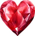 Ruby Heart Watercolor Clipart