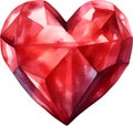 Ruby Heart Watercolor Clipart