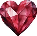 Ruby Heart Watercolor Clipart