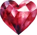 Ruby Heart Watercolor Clipart