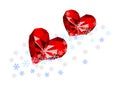 Ruby hearts in the snow Royalty Free Stock Photo