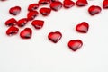 Ruby hearts on white background Royalty Free Stock Photo