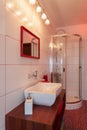 Ruby house - Wash basin and shower Royalty Free Stock Photo