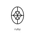 Ruby icon. Trendy modern flat linear vector Ruby icon on white b