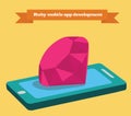 Ruby mobile application development vector illustration Royalty Free Stock Photo