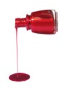 Ruby nail polish spilling from the bottle Royalty Free Stock Photo