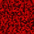 Ruby pattern of hexagons and squares. Red, maroon, black colors