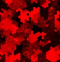 Ruby pattern of triangles, hexagons, squares. Red, maroon, black colors