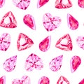 Ruby and pink diamonds seamless vector pattern