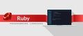 Ruby programming language with script code on laptop screen, programming language code illustration