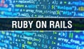 RUBY ON RAILS with Abstract Technology Binary code Background.Digital binary data and Secure Data Concept. Software Royalty Free Stock Photo