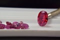 Ruby Is red gem Beautiful by nature For making expensive Royalty Free Stock Photo