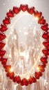 Ruby-Red Gemstone Heart Frame â Elegant Romantic Background with Crystal Hearts for Valentine\'s Design Royalty Free Stock Photo