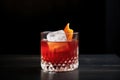 ruby red negroni, crystalclear ice on matte black